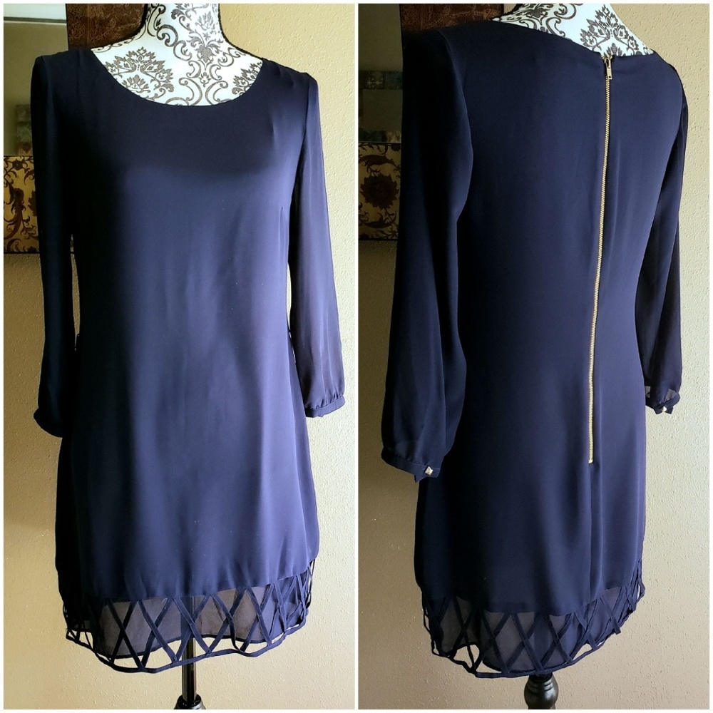 Sheer blue party dinner dress